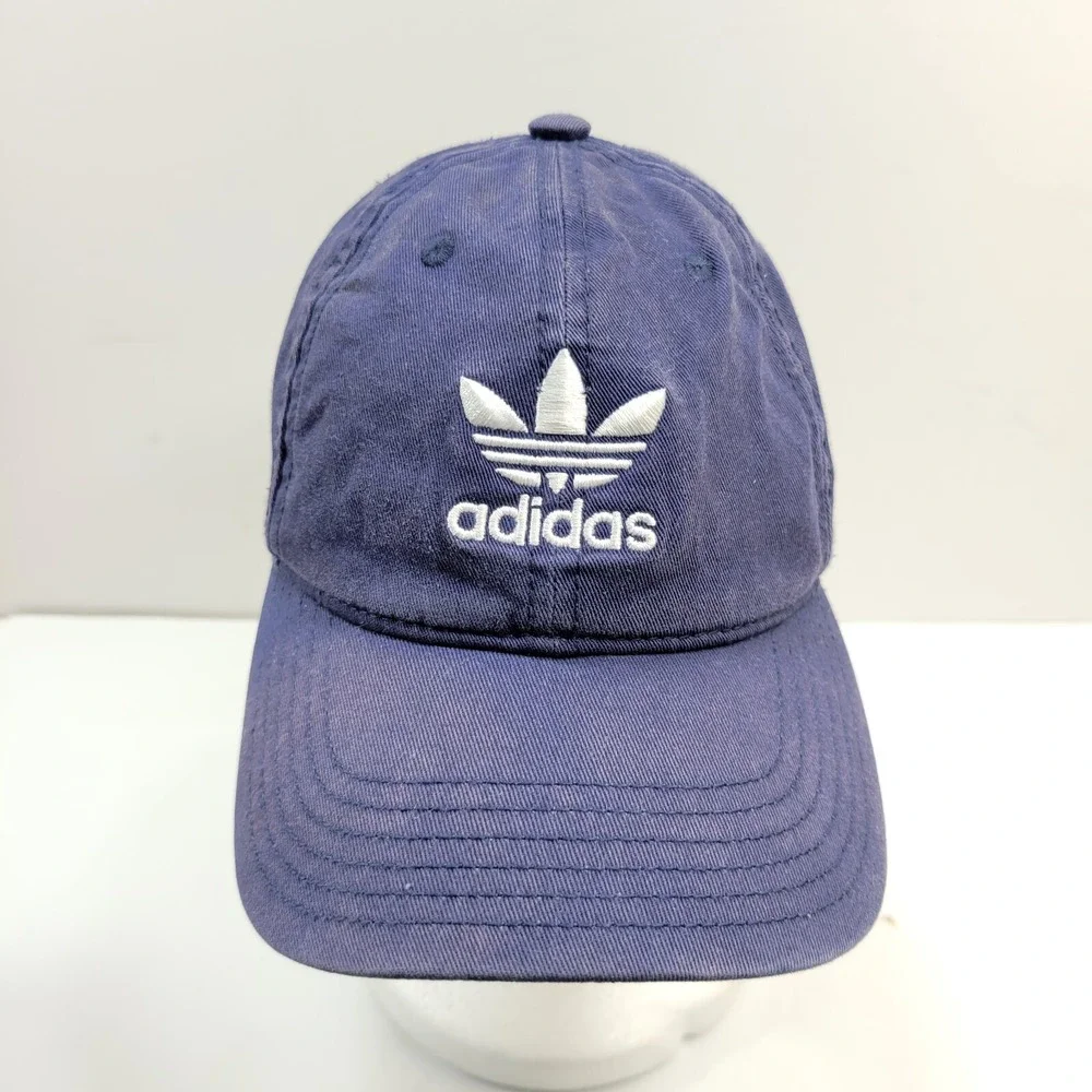 adidas Cap Hat Mens OS Navy Embroidered 3 Stripes Logo Adjustable Strapback
